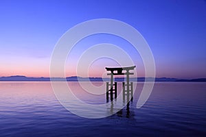 The dawn of Shirahige Shrine on The Biwa Lake