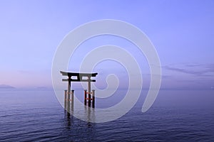 The dawn of Shirahige Shrine on The Biwa Lake