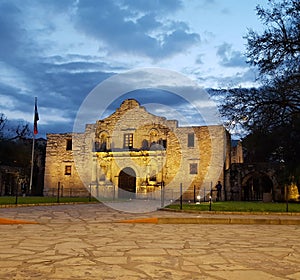 Dawn skies over The Alamo in San Antonio
