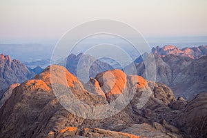 Dawn Summit early morning in the high mountains Mount Moses Sinai Egypt