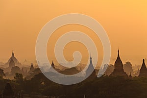 Dawn, Sunrise and Pagoda , Bagan in Myanmar (Burmar)