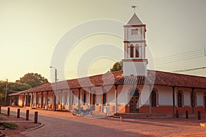 Dawn in the town hall of the Concepcion village, jesuit missions in the Chiquitos region, Bolivia