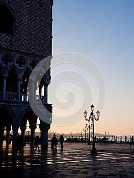 Dawn in Venice overlooking the canal.