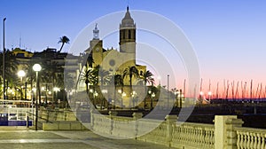 Dawn view of church at Sitges