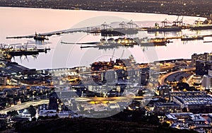 Dawn view of Table Bay Harbor as viewed from Signal Hill photo