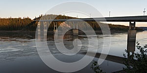 Dawn at Yukon River Crossing bridge