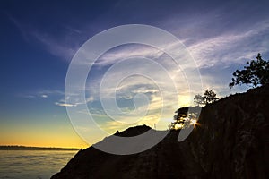 Dawning sunrise at Mekong River photo