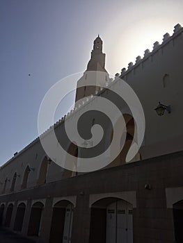 Dawoodi Bohra community mosque in Medina - Sun backlighting - Islamic sacred city of Al Madinah - Religious tour photo