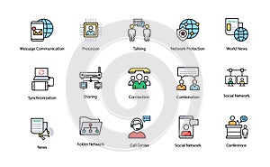 Colored Network and Communication Icons photo
