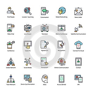 Networking Flat Vector Icons Set photo