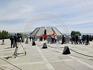 Day of the Armenian Genocide The anniversary is 106 years old, a sad day.  All people bring flowers to the memorial 24 April 2021
