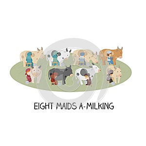 12 day of christmas - eight maids a milking photo