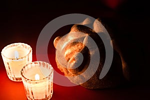 Bread and candles - Pan de muerto - Ofrenda Dia de muertos photo