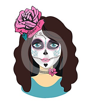 Day of the dead girl. Female character with Mexican Catrina makeup