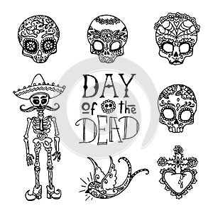 Day of the Dead hand sketched doodles