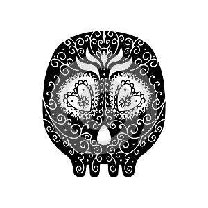 Day of the dead illustration skull. Vector illustration set. Tattoo skeleton.