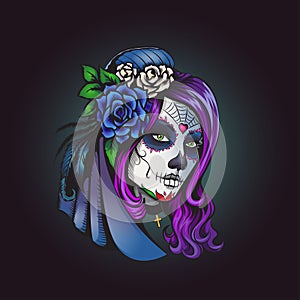 Day of dead make-up girl illustration