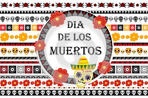 Day of the dead Mexican holiday set of patterned brushes.