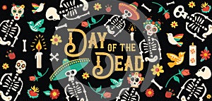 Day of the dead mexican skull celebration card