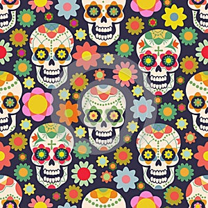 Day of the dead seamless pattern