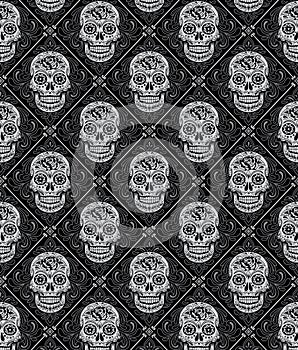 Day of the Dead Seamless Pattern photo