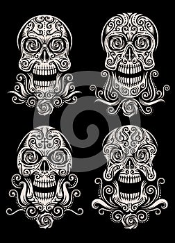 Day of The Dead Skull Tattoo Vector Set