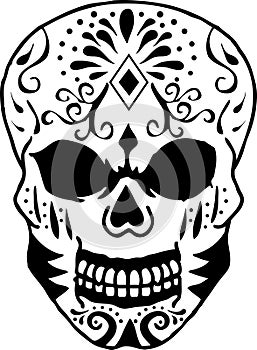 Day of the Dead Sugar Skull Black & White