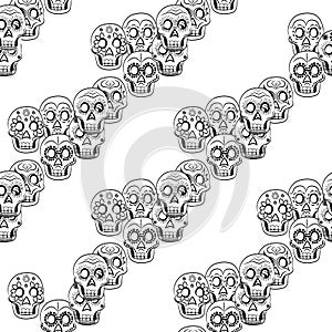 Day of the Dead Sugar Skull Seamless Vector Background