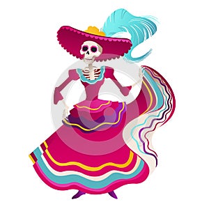 Day Of Dead Traditional Mexican Halloween Dia De Los Muertos Holiday Party Decoration Banner Invitation Flat Vector Illustration. photo