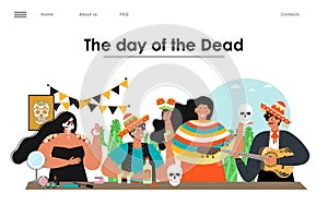 Day of dead website vector landing page design