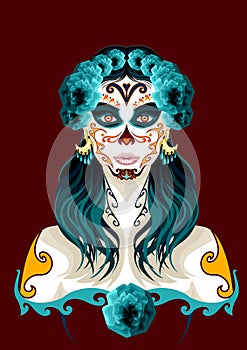 Day of the dead woman portrait illustration