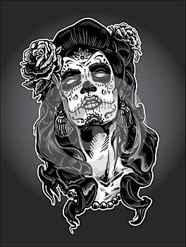 Day of the Dead woman with Sugar Skull Face Paint