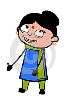 Day Dreaming Indian Lady cartoon