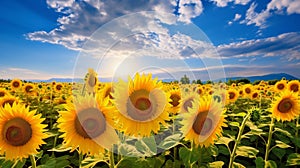 A day in the life of a sunflower field, following the sun's journey