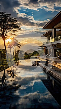 day lights Photograph an opulent villa escape: infinity pool vistas, panoramic landscapes, lavish interiors