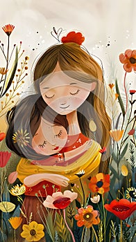 Day of the Mother greeting card illustration