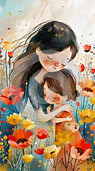 Day of the Mother greeting card illustration