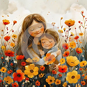 Day of the Mother greeting card illustration