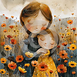 Day of the Mother greeting card illustration