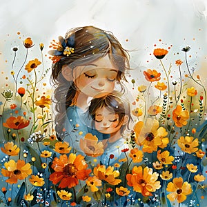 Day of the Mother greeting card illustration