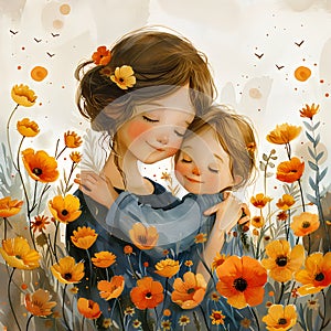 Day of the Mother greeting card illustration