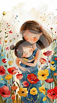 Day of the Mother greeting card illustration