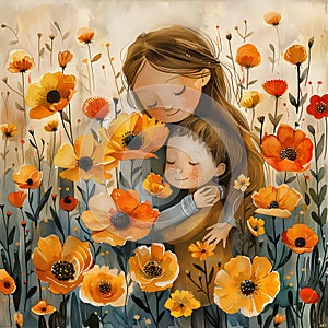 Day of the Mother greeting card illustration