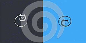 Day and night cat symbol with brushwork style