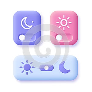 Day and night mode switch icon set