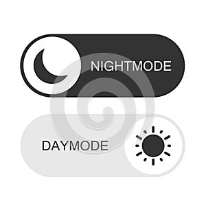 Day and Night Mode Switcher. On Off Switch Element for Mobile App, Web Design, Animation. Light and Dark