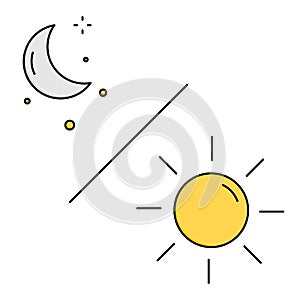 Day and night moon icon with lineal color style. Day and night moon icon vector.