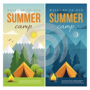 Day and night summer camp banners