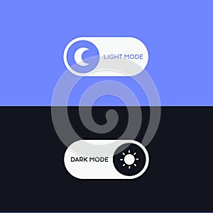 Day and night switch icon. Dark mode, light mode switch button. Mobile app interface design concept