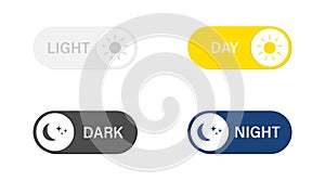 Day night switch icon. Vector illustration light and dark mode switch set. On off or day night button